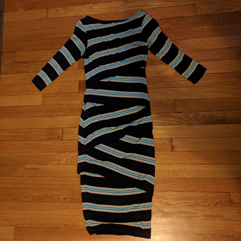 Anthropologie layered-stripe column dress XS